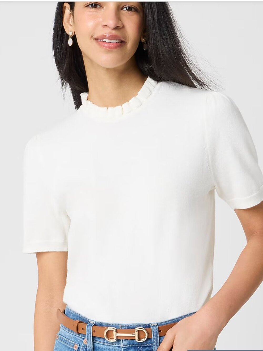 NEW NWT J. Crew Factory Short-sleeve Ruffleneck Sweater Color: Ivory